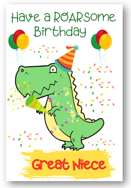 Second Ave Great Niece Dinosaur Children's Kids Birthday Card For Her Greetings Card