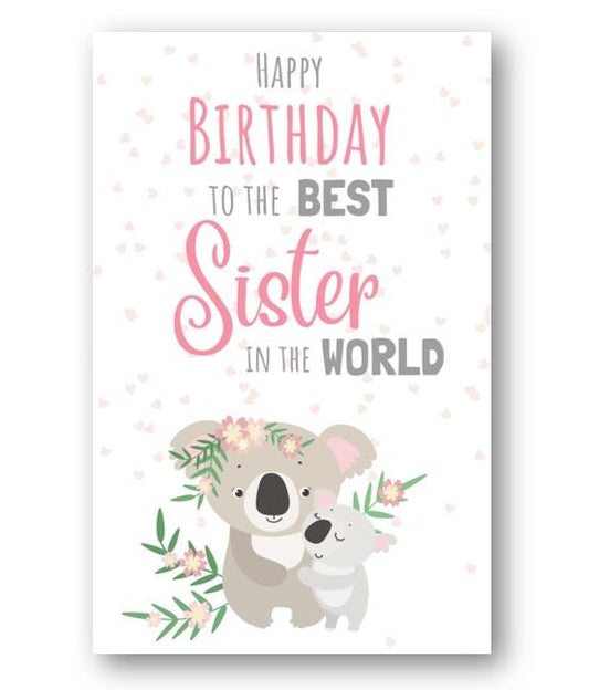 Second Ave Best Sister In The World Cute Koala Happy Birthday Card Greetings Card For Her