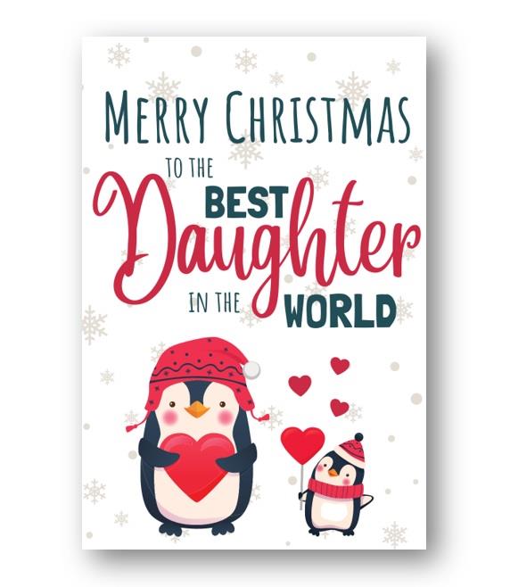 Second Ave Best Daughter Penguin Children's Kids Christmas Xmas Holiday Festive Greetings Card