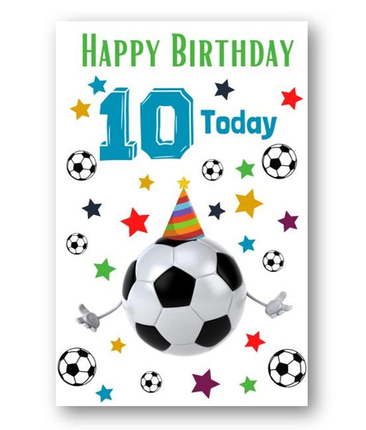 Second Ave 10th Birthday Age 10 Football Children's Kids Happy Birthday Card Greetings Card