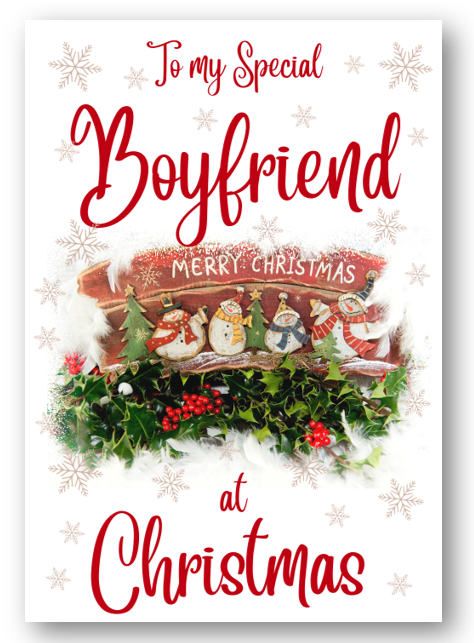 Second Ave Boyfriend Christmas Red Holly Snowman Xmas Holiday Festive Greetings Card