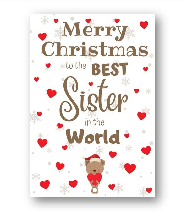 Second Ave Best Sister Bear Children's Kids Christmas Xmas Holiday Festive Greetings Card