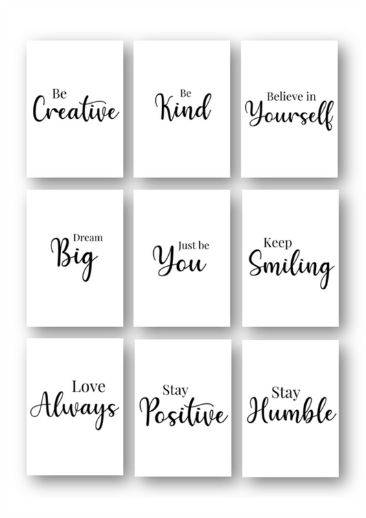 Second Ave A4 Set of 9 Inspirational Quote Motivational Phrases Print Poster Wall Art