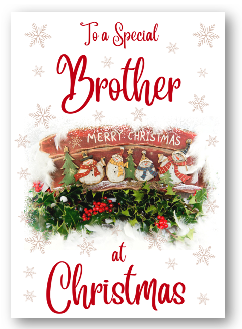 Second Ave Brother Christmas Red Holly Snowman Xmas Holiday Festive Greetings Card