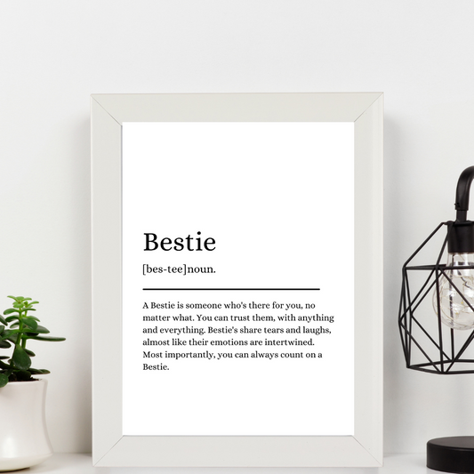 Second Ave White Framed A4 Bestie Definition Quote Word Wall Art Print Birthday Gift Home Decor