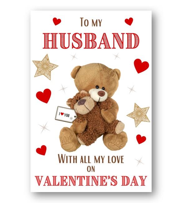 Second Ave Husband I Love You Bear Valentine Card For Him Cute Romantic Valentine's Day