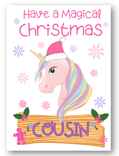 Second Ave Cousin Unicorn Children's Kids Christmas Xmas Holiday Festive Greetings Card