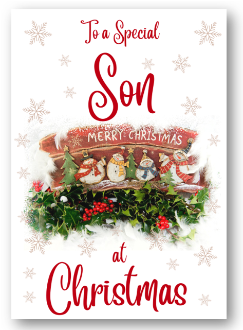 Second Ave Son Christmas Red Holly Snowman Xmas Holiday Festive Greetings Card