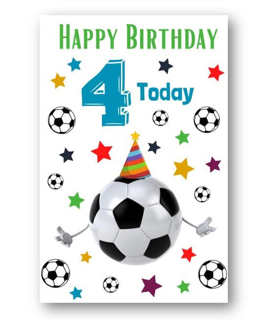 Second Ave 4th Birthday Age 4 Football Children's Kids Happy Birthday Card Greetings Card