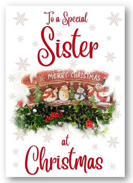 Second Ave Sister Christmas Red Holly Snowman Xmas Holiday Festive Greetings Card