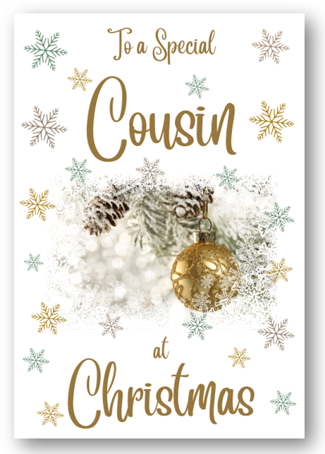 Second Ave Cousin Christmas Gold Bauble Xmas Holiday Festive Greetings Card