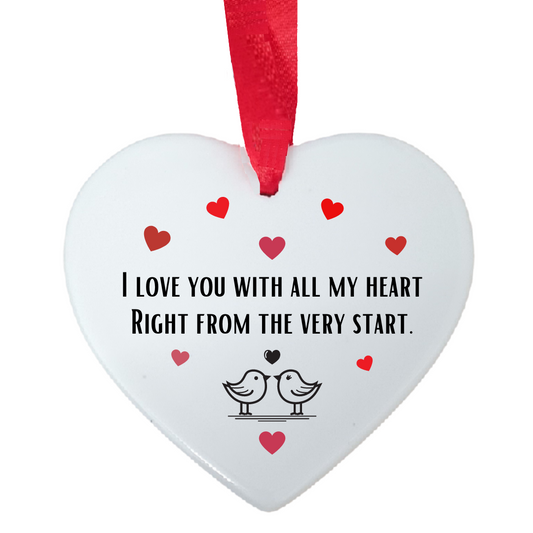 Second Ave Love You With All My Heart White Ceramic Hanging Heart Valentine's Christmas Decoration Gift