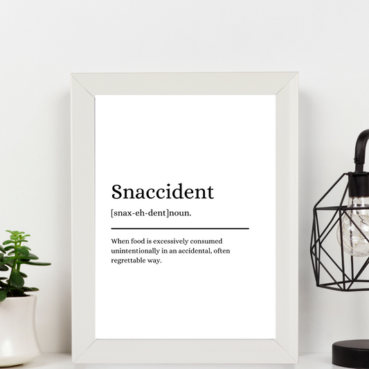 Second Ave White Framed A4 Snaccident Definition Quote Word Wall Art Print Birthday Gift Home Decor