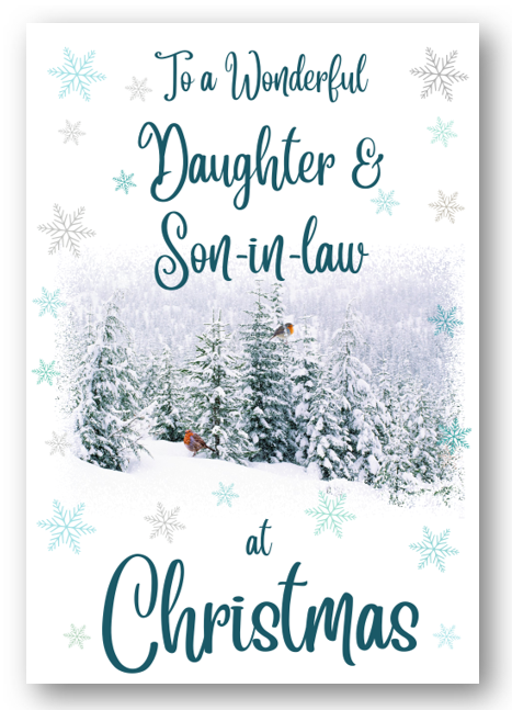 Second Ave Daughter & Son-in-Law Christmas Winter Scene Xmas Holiday Festive Greetings Card