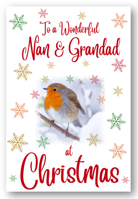 Second Ave Nan & Grandad Christmas Robin Xmas Holiday Festive Greetings Card