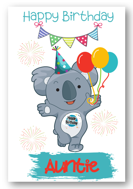Second Ave Auntie Children's Kids Koala Bear Birthday Card For Her Greetings Card
