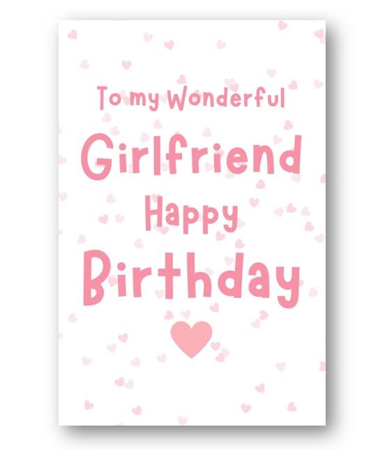 Second Ave Girlfriend Pink Hearts Cute Happy Birthday Card Greetings Card For Her
