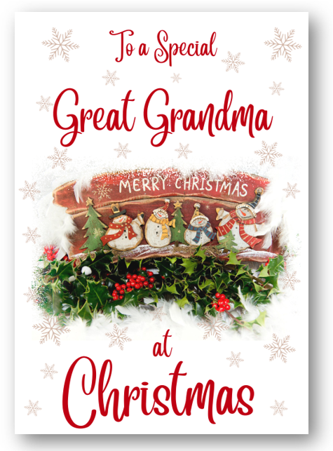 Second Ave Great Grandma Christmas Red Holly Snowman Xmas Holiday Festive Greetings Card