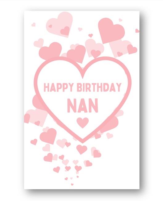 Second Ave Nan Pink Hearts Love Cute Happy Birthday Card Greetings Card For Her