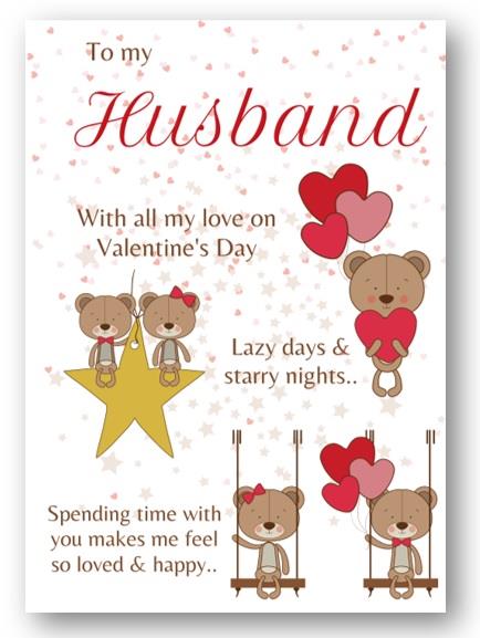 Second Ave Husband Bear Valentine Card For Him Cute Romantic Valentine's Day