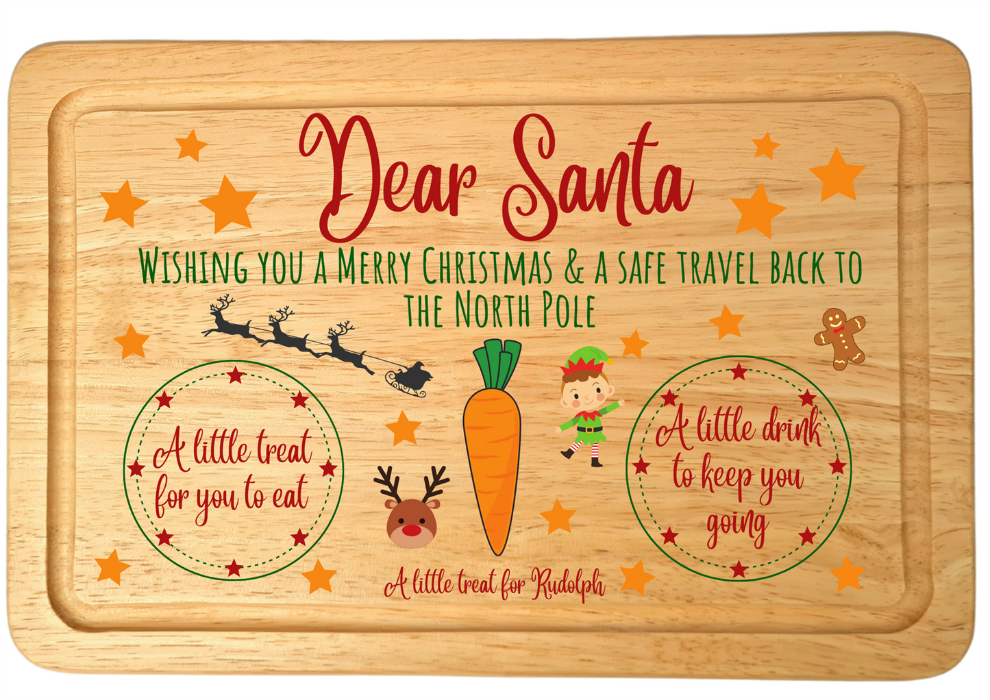 Second Ave Christmas Eve Santa Treat Board Wooden Serving Platter Novelty Xmas Gift Idea