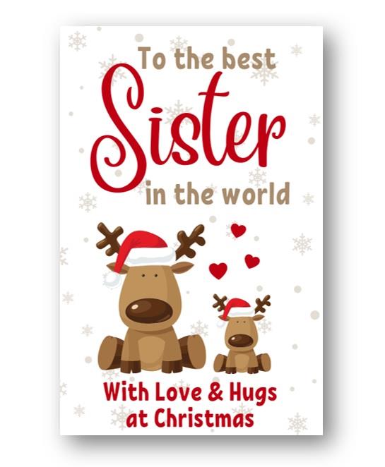 Second Ave Best Sister Reindeer Children's Kids Christmas Xmas Holiday Festive Greetings Card