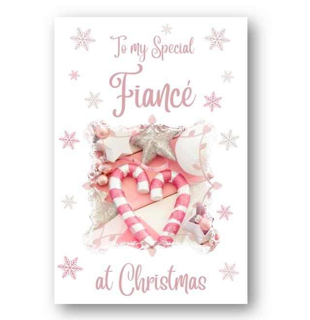Second Ave Fiance Christmas Pink Heart Xmas Holiday Festive Greetings Card