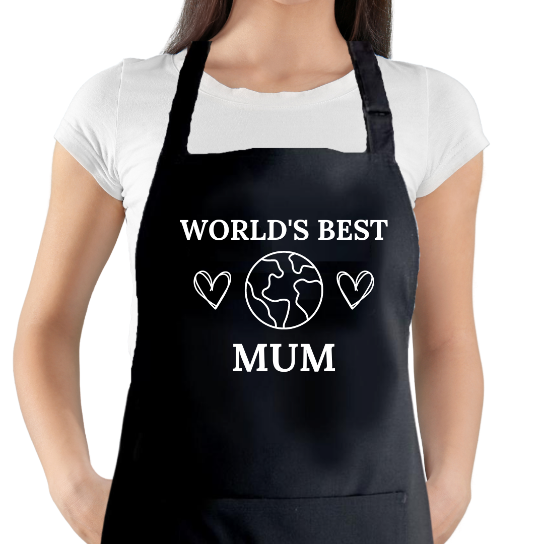 Second Ave Women's World's Best Mum Black Apron Baking Cooking Kitchen Apron