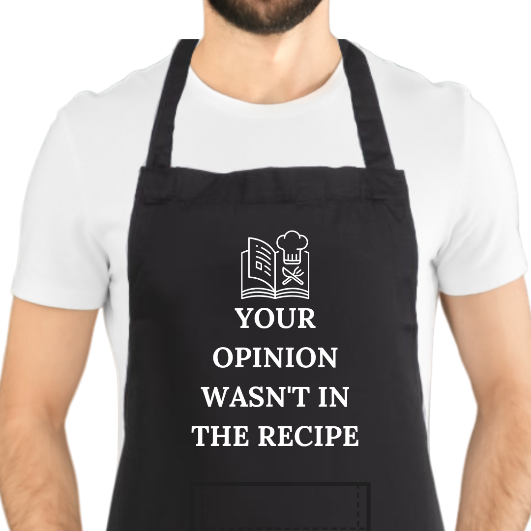Second Ave Unisex Funny Your Opinion Wasn't in The Recipe Black Apron BBQ Grill Cooking Kitchen Apron