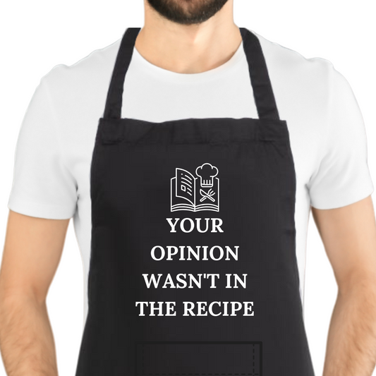 Second Ave Unisex Funny Your Opinion Wasn't in The Recipe Black Apron BBQ Grill Cooking Kitchen Apron