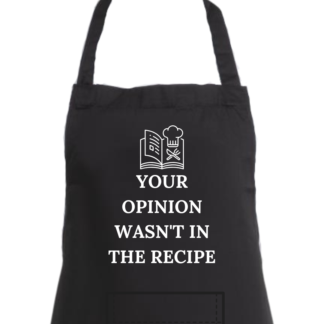 Second Ave Unisex Funny Your Opinion Wasn't in The Recipe Black Apron BBQ Grill Cooking Kitchen Apron