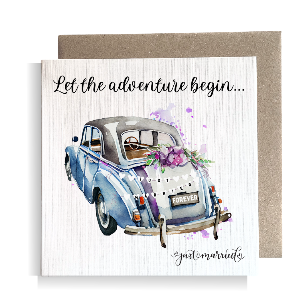 Second Ave Let The Adventure Begin Just Married Square Card Wedding Day Congratulations Card