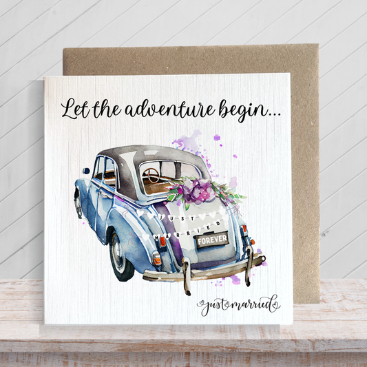 Second Ave Let The Adventure Begin Just Married Square Card Wedding Day Congratulations Card