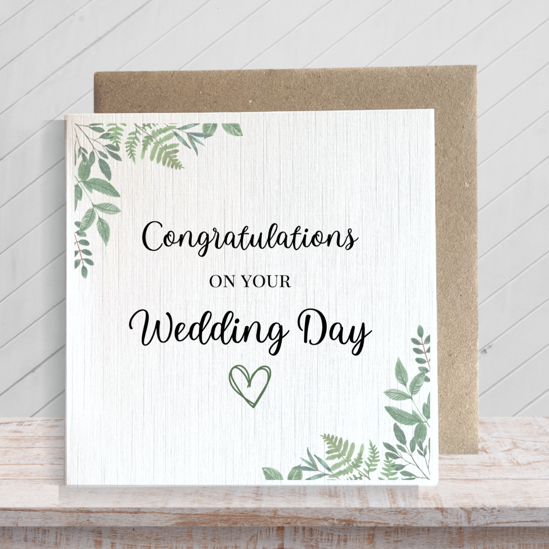 Second Ave Wedding Eucalyptus Botanical Square Card Wedding Day Congratulations Card