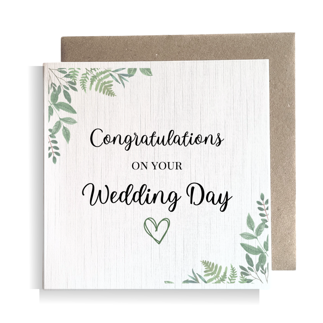 Second Ave Wedding Eucalyptus Botanical Square Card Wedding Day Congratulations Card