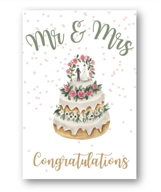 Second Ave Mr & Mrs Wedding Day Cake Congratulations Card