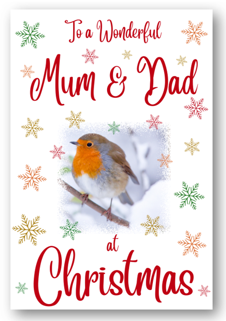 Second Ave Mum & Dad Christmas Robin Xmas Holiday Festive Greetings Card