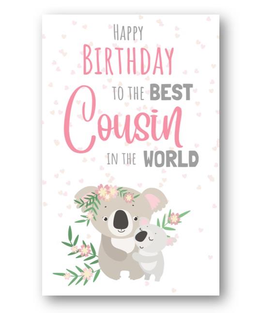 Second Ave Best Cousin In The World Cute Koala Happy Birthday Card Greetings Card For Her