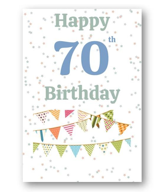 Second Ave Bunting 70th Happy Birthday Card Greetings Card Friend Relative