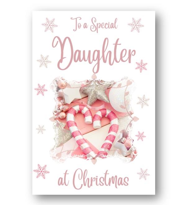 Second Ave Daughter Christmas Pink Heart Xmas Holiday Festive Greetings Card