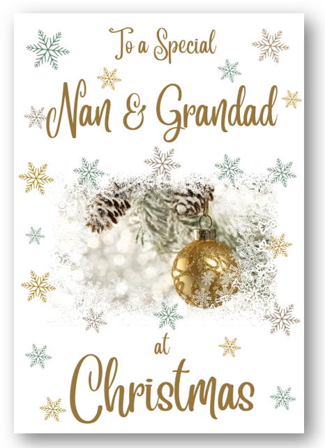 Second Ave Nan & Grandad Christmas Gold Bauble Xmas Holiday Festive Greetings Card