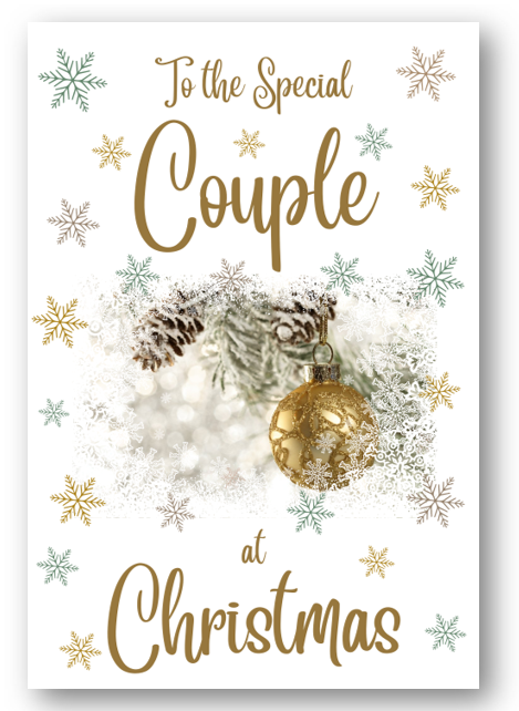 Second Ave Special Couple Christmas Gold Bauble Xmas Holiday Festive Greetings Card