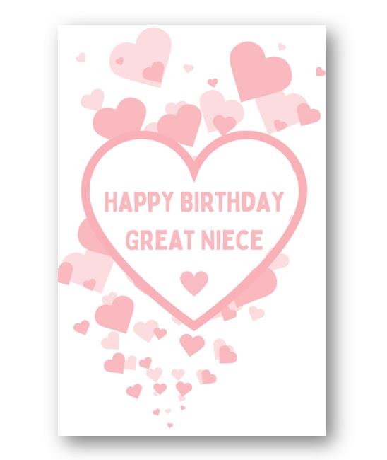 Second Ave Great Niece Pink Hearts Love Cute Happy Birthday Card Greetings Card For Her