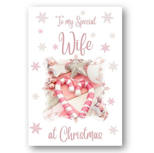 Second Ave Wife Christmas Pink Heart Xmas Holiday Festive Greetings Card