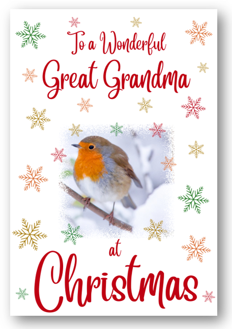 Second Ave Great Grandma Christmas Robin Xmas Holiday Festive Greetings Card
