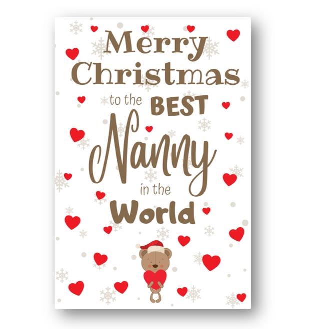 Second Ave Best Nanny Bear Children's Kids Christmas Xmas Holiday Festive Greetings Card