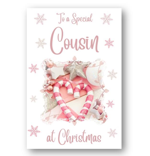 Second Ave Cousin Christmas Pink Heart Xmas Holiday Festive Greetings Card