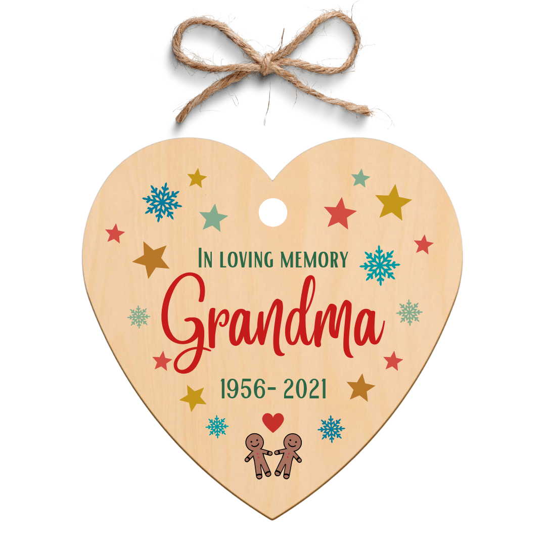 Second Ave Personalised Remembrance Christmas Wooden Hanging Heart Christmas Xmas Tree Decoration Bauble