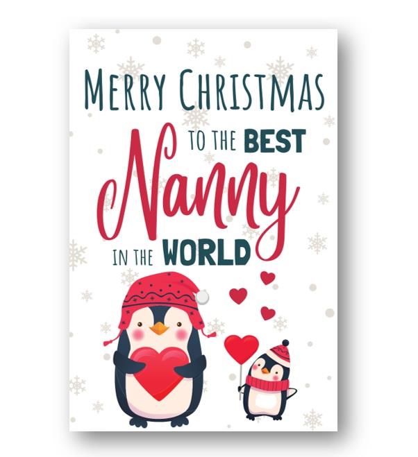 Second Ave Best Nanny Penguin Children's Kids Christmas Xmas Holiday Festive Greetings Card