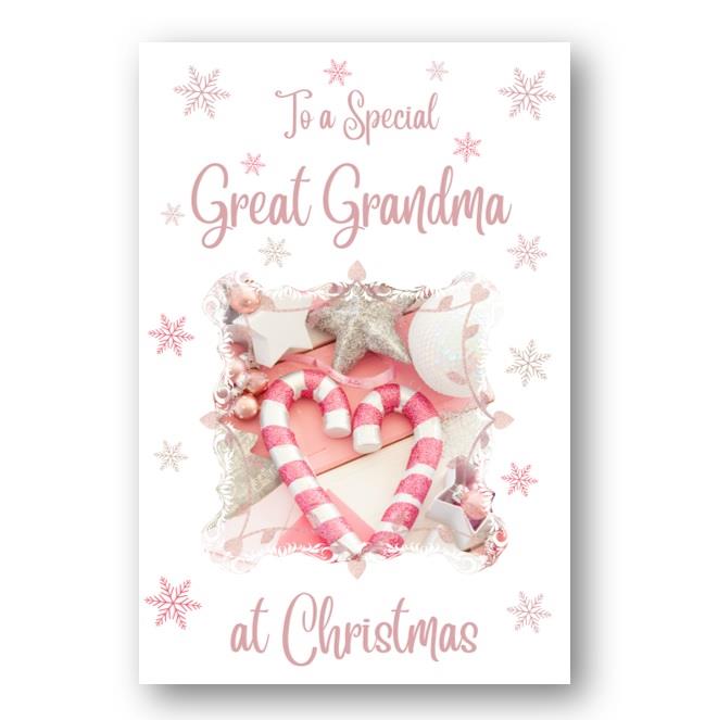 Second Ave Great Grandma Christmas Pink Heart Xmas Holiday Festive Greetings Card